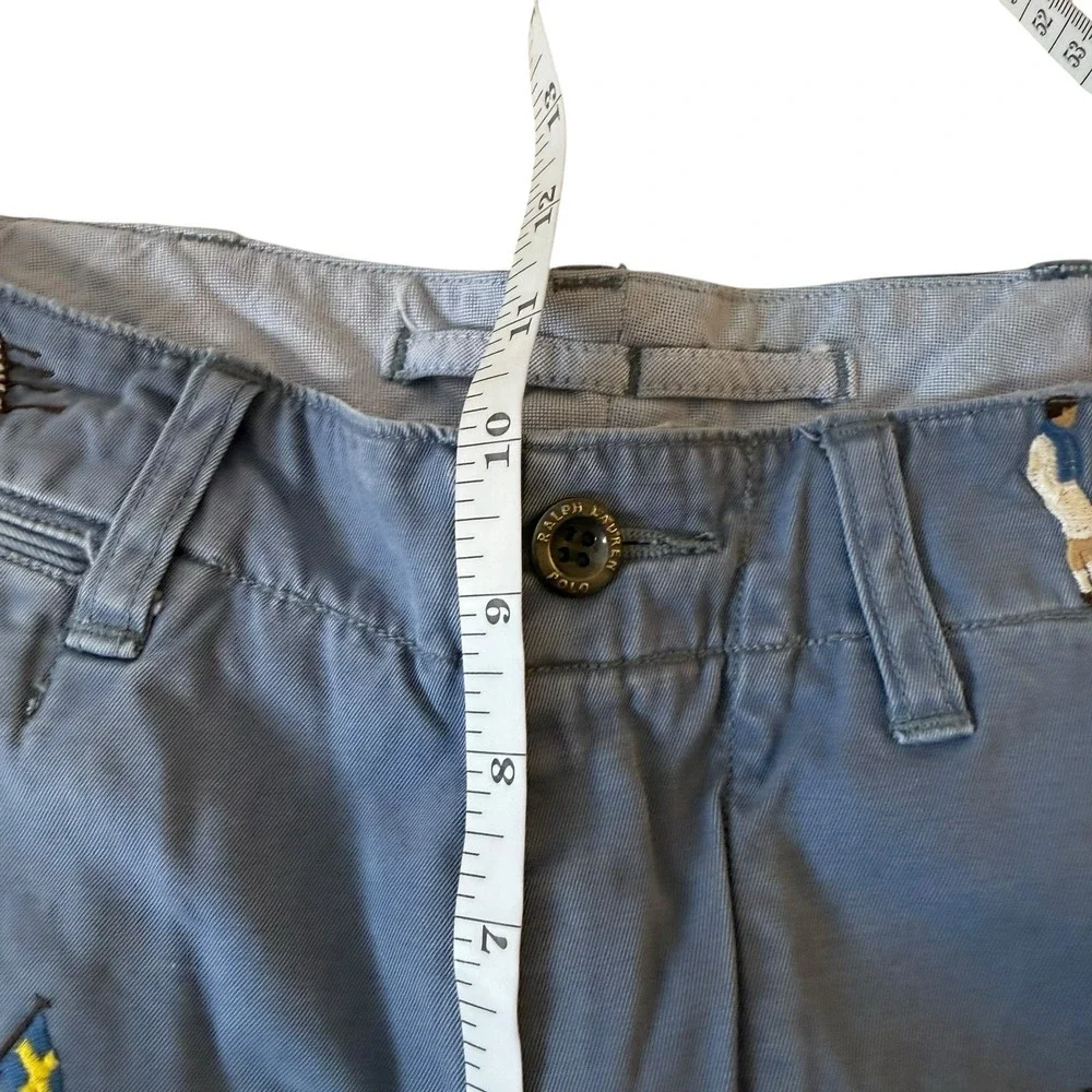Polo Ralph Lauren Embroidered Row Club Blue Chino Shorts Men's 30 Old Money Rare